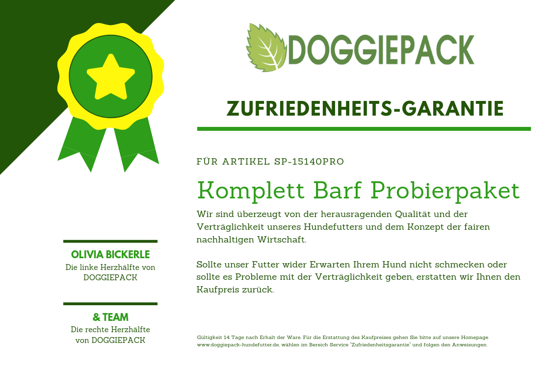 Barf Menüs Probierpaket mit Kühltasche & Geld-zurück-Garantie