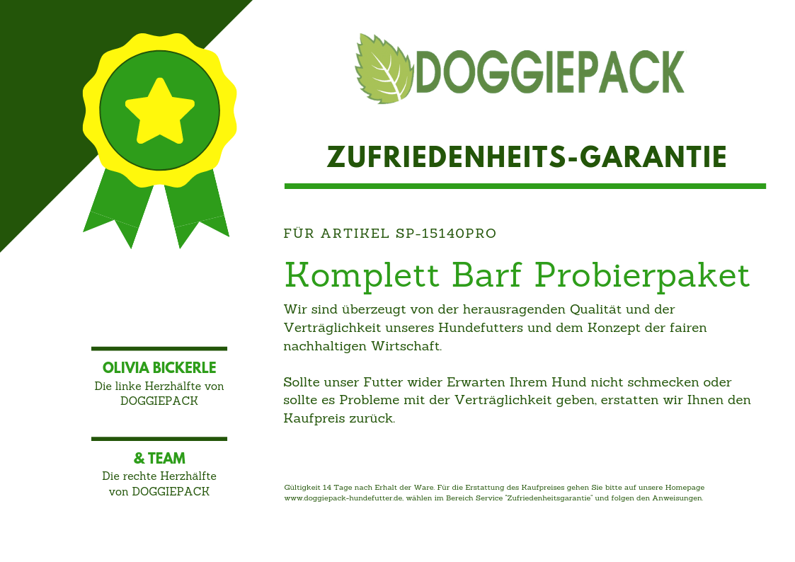 Barf Menüs Probierpaket mit Kühltasche & Geld-zurück-Garantie